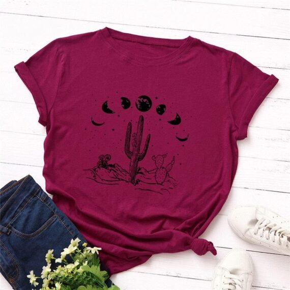 Moon Phases Loose Cotton T-Shirt - Image 3