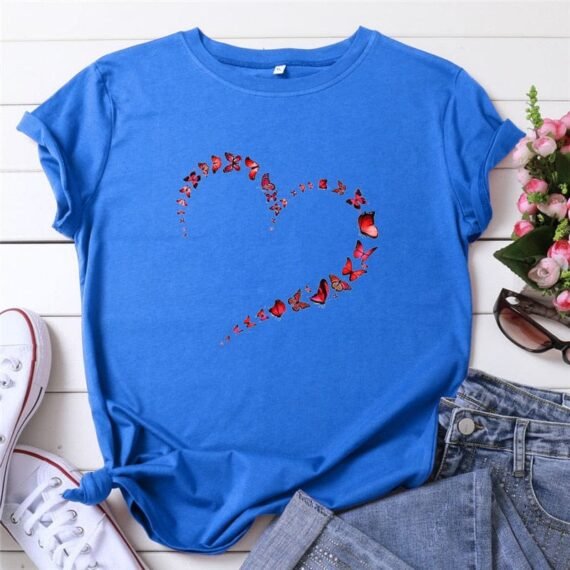 Butterfly Kaleidoscope Forming Heart T-Shirt - Image 11