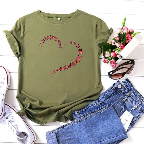 Butterfly Kaleidoscope Forming Heart T-Shirt - Image 10