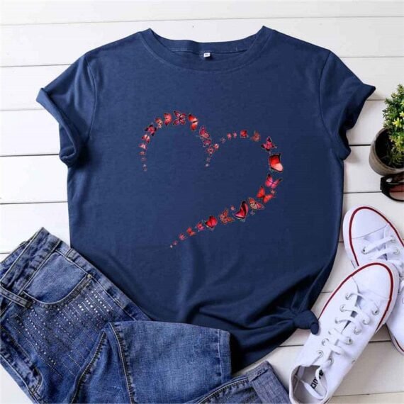 Butterfly Kaleidoscope Forming Heart T-Shirt - Image 9