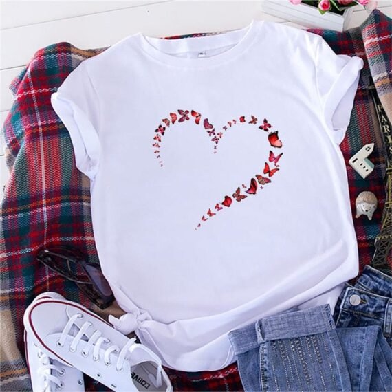 Butterfly Kaleidoscope Forming Heart T-Shirt - Image 6