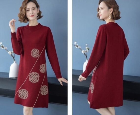 Floral Knitted Sweater Dress - Image 9