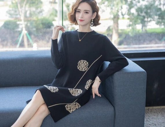 Floral Knitted Sweater Dress - Image 2