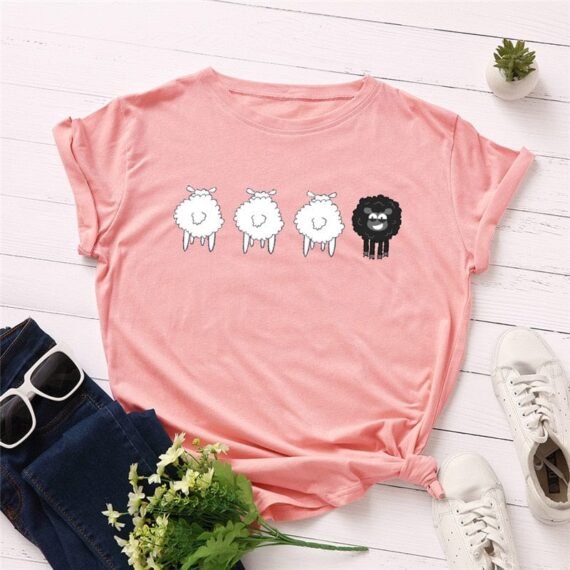 Black Sheep Cartoon O-Neck T-Shirt - Image 12