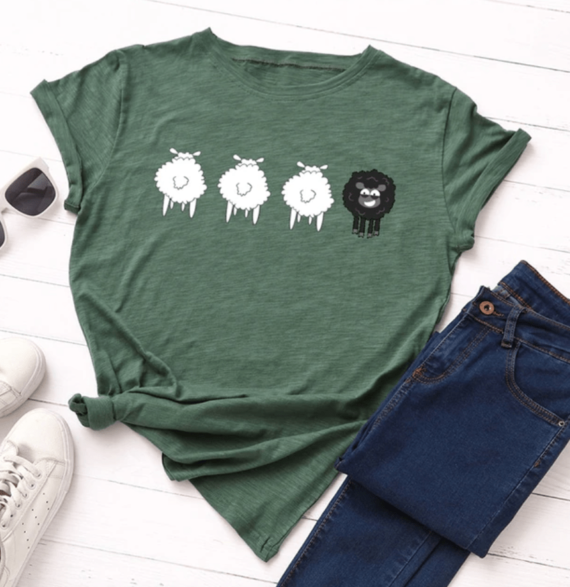 Black Sheep Cartoon O-Neck T-Shirt - Image 7