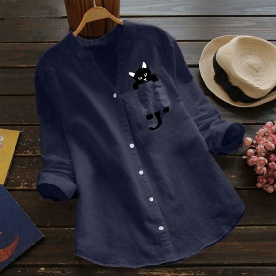 Cat Lover V-Neck Blouse - Image 8