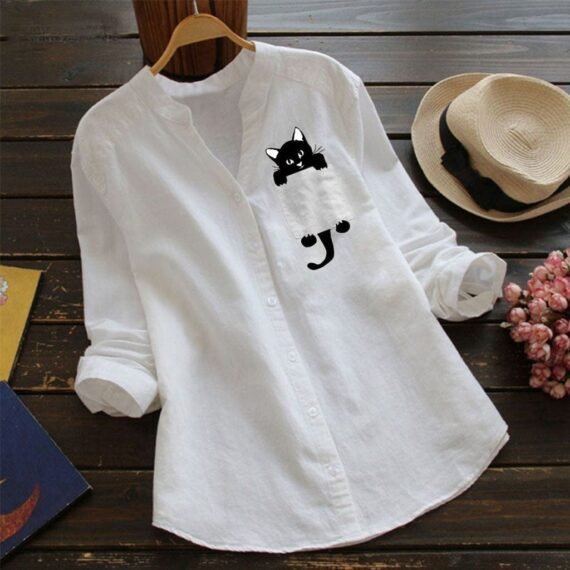 Cat Lover V-Neck Blouse - Image 10