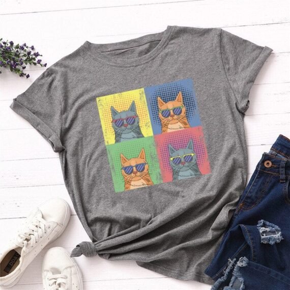 Graphic Kitten O Neck Tee - Image 7