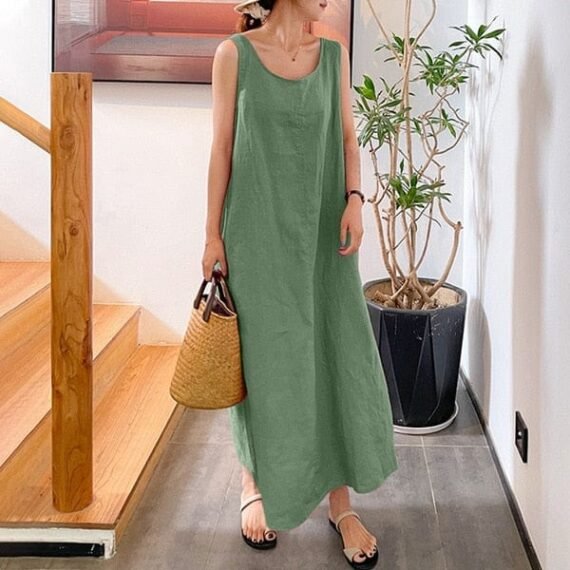 Lina Cotton Linen Tank Dress - Image 3