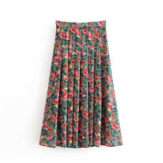 Vintage Floral Pleated Skirt - Image 6