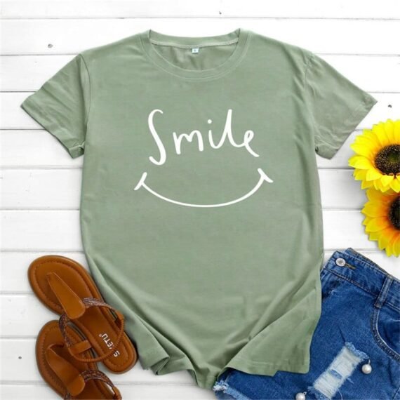 Smily Face O Neck T-Shirt - Image 2