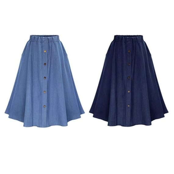 Hanna Pleated Denim Midi Skirt - Image 4