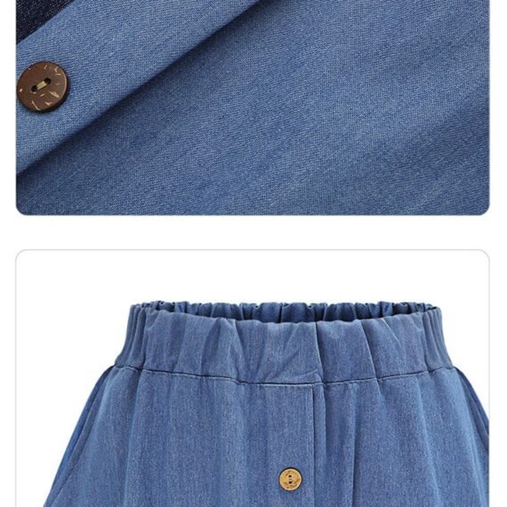 Hanna Pleated Denim Midi Skirt - Image 5