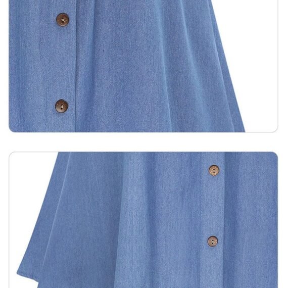 Hanna Pleated Denim Midi Skirt - Image 6