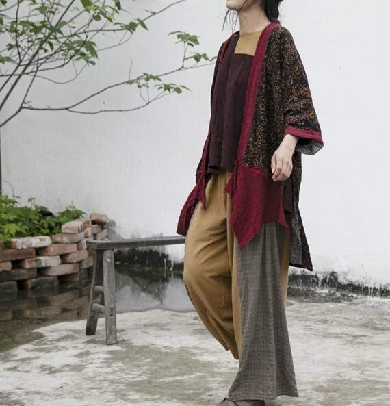 Loose Patchwork Cotton Linen Pants | Lotus - Image 4