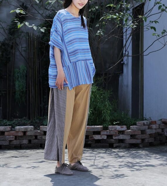 Loose Patchwork Cotton Linen Pants | Lotus - Image 7