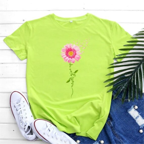 Never Give Up Flower Tee - Image 3