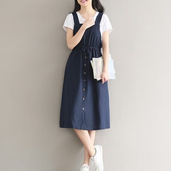 Ona Vintage Knee-Length Overall Dress - Image 3