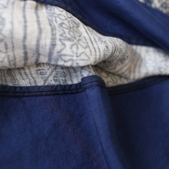 Gaia Beige & Blue Linen Skirt | Zen - Image 11