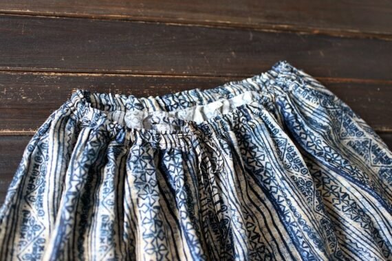 Gaia Beige & Blue Linen Skirt | Zen - Image 9