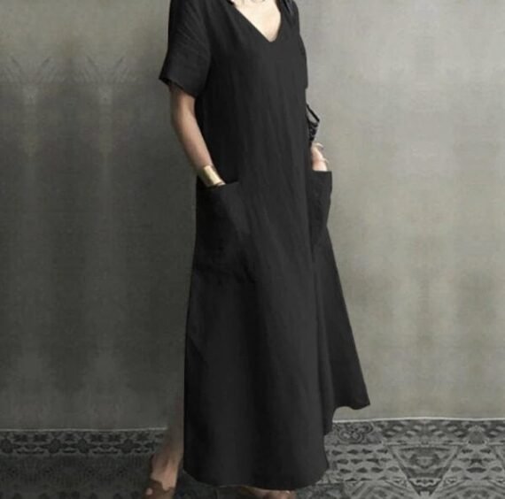 Madeleine Cotton Linen Midi Dress - Image 3