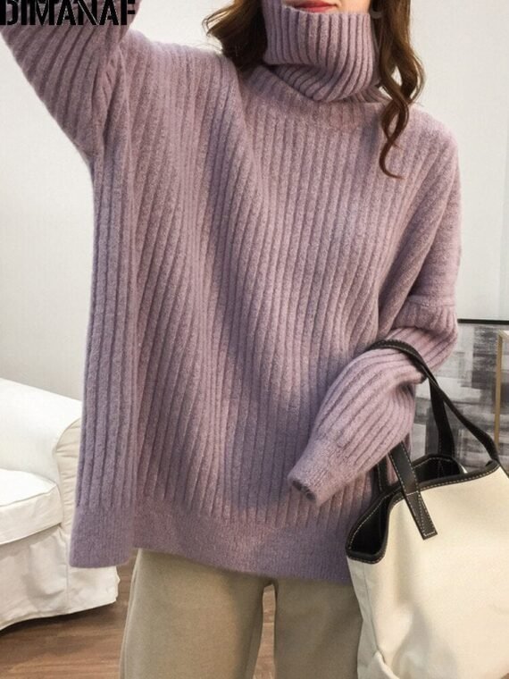 Oversized Turtleneck Knitted Sweater - Image 5