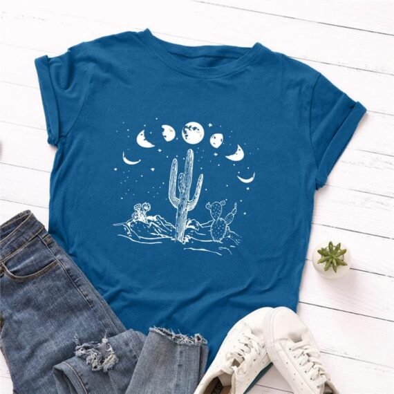 Moon Phases Loose Cotton T-Shirt - Image 8