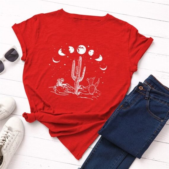 Moon Phases Loose Cotton T-Shirt - Image 7