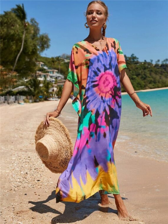 Woodstock Tie Dye Beach Dress - Image 3