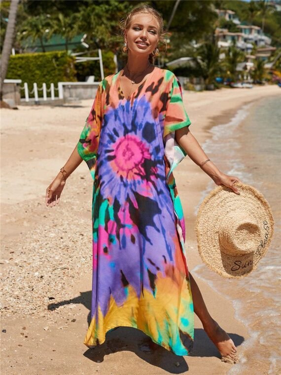 Woodstock Tie Dye Beach Dress - Image 4