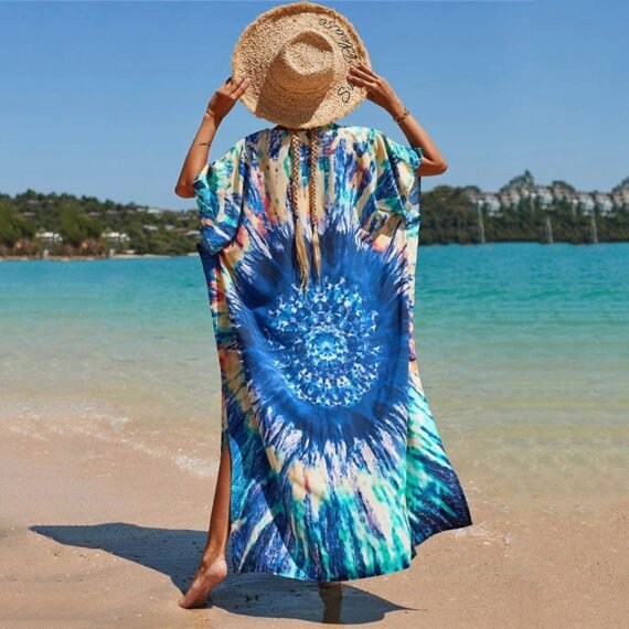 Tie Dye Waves Kaftan Dress - Image 2