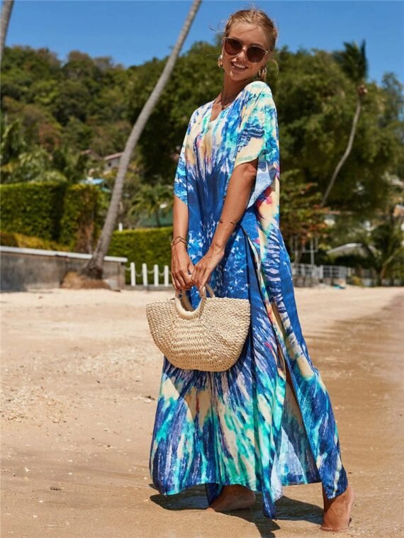 Tie Dye Waves Kaftan Dress - Image 5