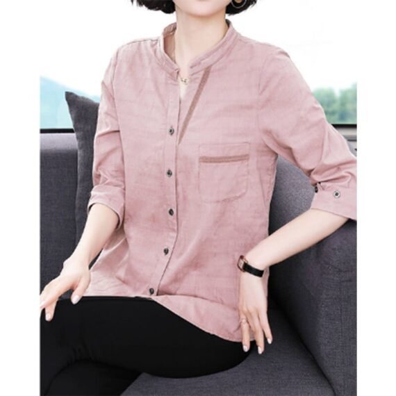 Narda Cotton Linen 3/4 Sleeve Top - Image 2