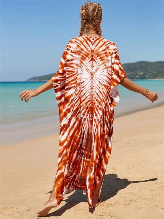 Orange Tie Dye Beach Dress - Image 3