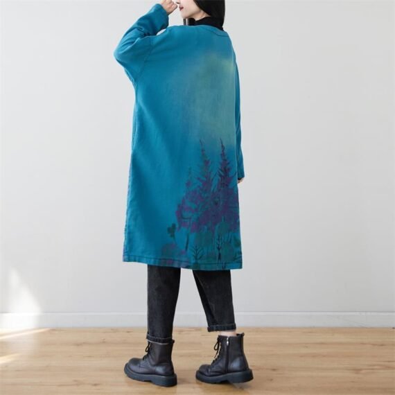 Oversized Knitted Denim Trench - Image 4