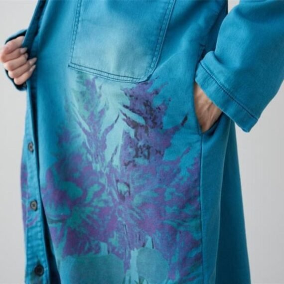 Oversized Knitted Denim Trench - Image 6