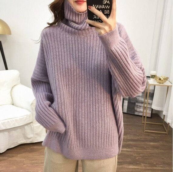 Oversized Turtleneck Knitted Sweater - Image 6