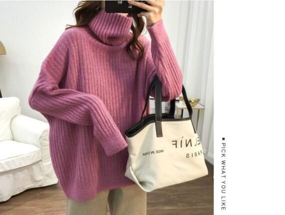 Oversized Turtleneck Knitted Sweater - Image 4