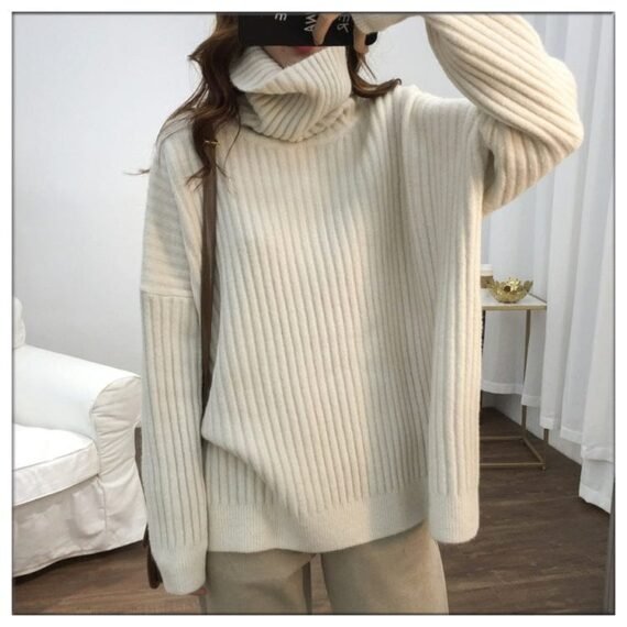 Oversized Turtleneck Knitted Sweater - Image 7