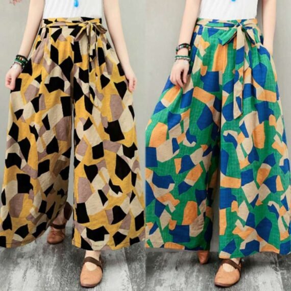 Bohemian Geometric Palazzo Pants - Image 3