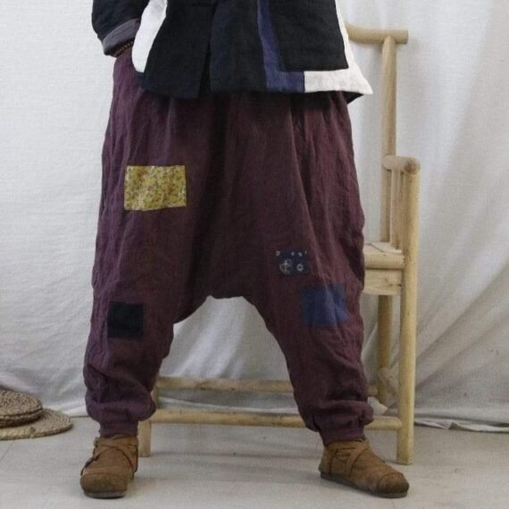 Oversized Patchwork Linen Pants | Hippie - Image 3