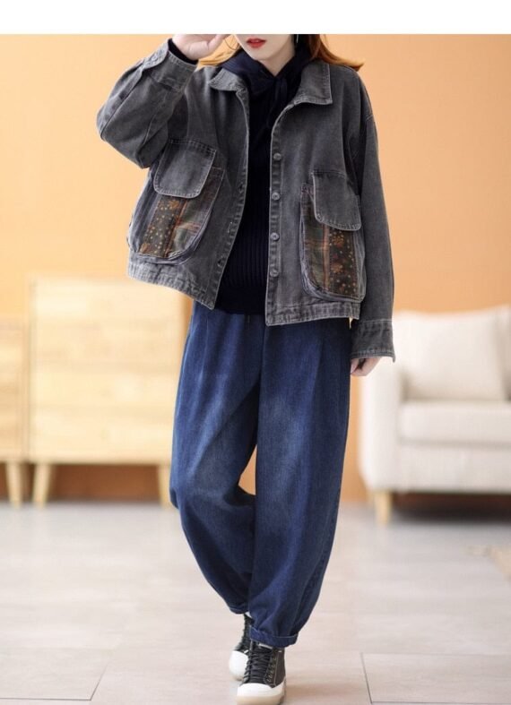 Patchwork Punk Denim Jacket - Image 3