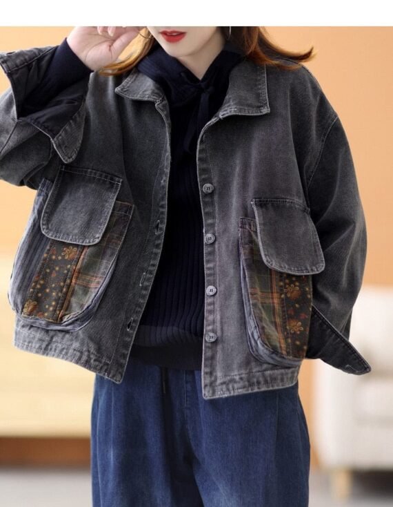 Patchwork Punk Denim Jacket - Image 4