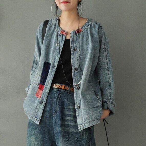 Patchwork Washed Denim Jacket - Image 2