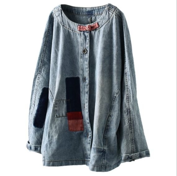 Patchwork Washed Denim Jacket - Image 3