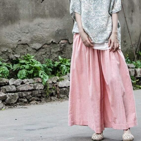 Pink Cotton Linen Palazzo Pants | Lotus - Image 3