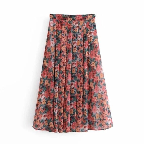 Vintage Floral Pleated Skirt - Image 5