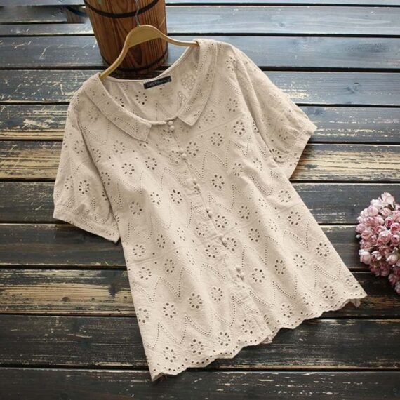 Luna Short Sleeve Lace Blouse - Image 4