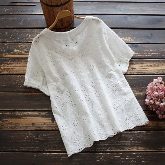 Luna Short Sleeve Lace Blouse - Image 2