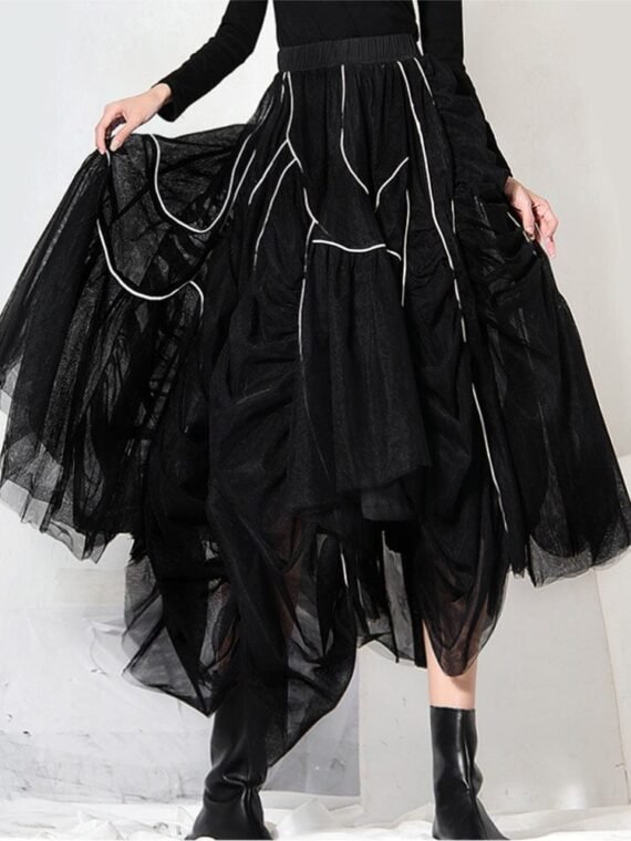 Ella Black & White Asymmetrical Skirt | Millennials - Image 3